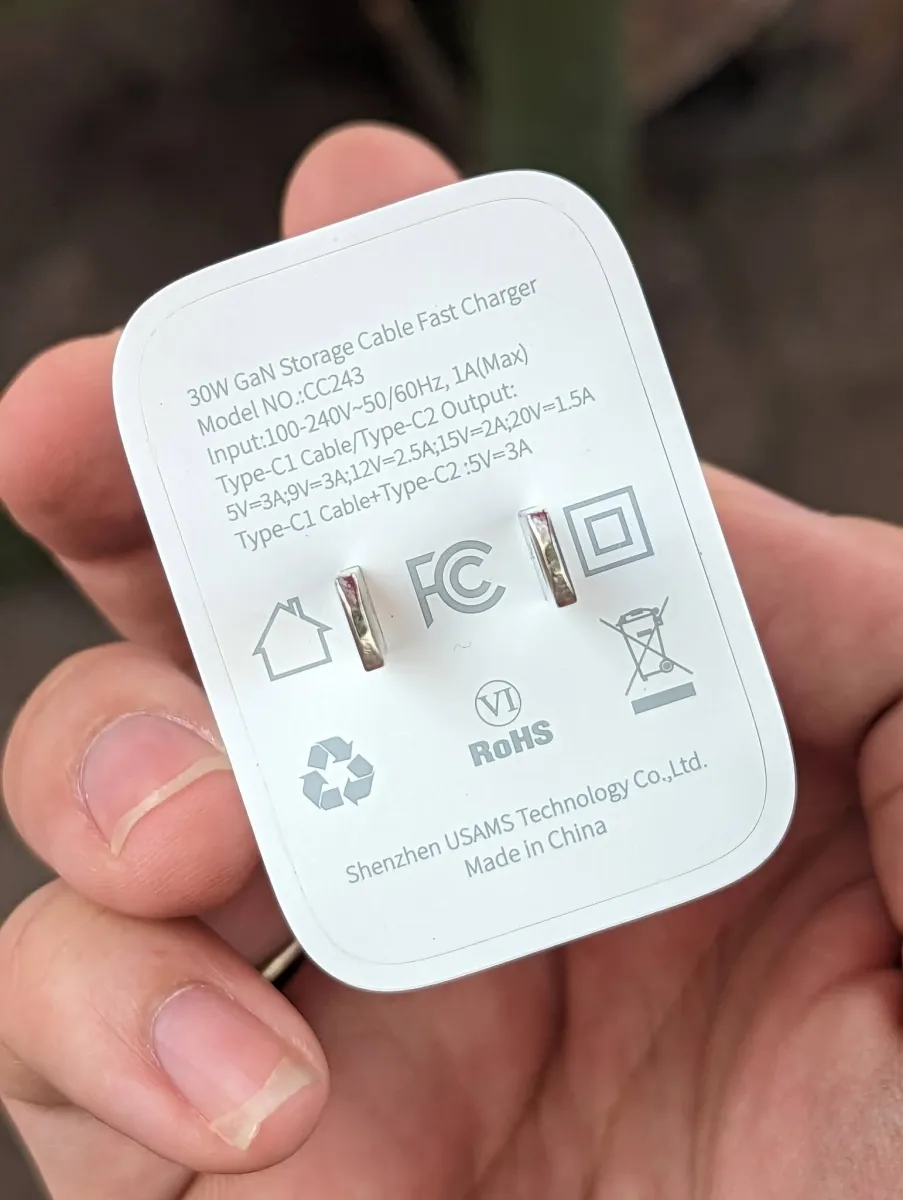 Bộ Sạc Nhanh USAMS 30W GaN Cèm Cáp Dây Rút Type-C (CC243TC01) – Nhỏ Gọn, Tiện Lợi, Hiệu Suất Cao