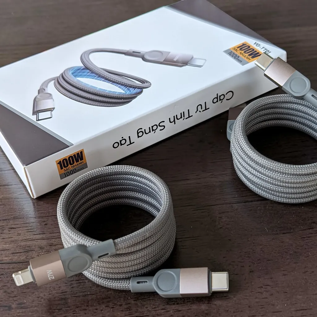 Cáp dù từ tính PT MagLux 1 phiên bản C to C 100W và C to L 27W 